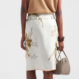 Printed silk twill skirt