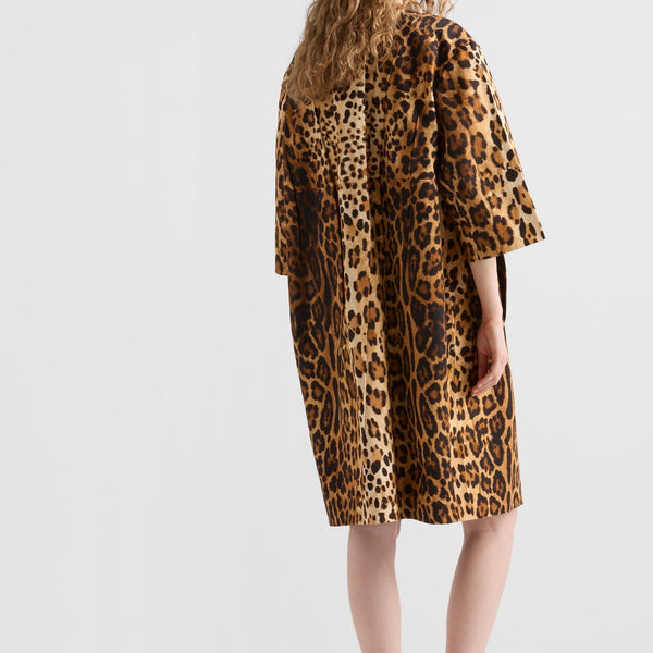 Single-breasted animal print drill coat