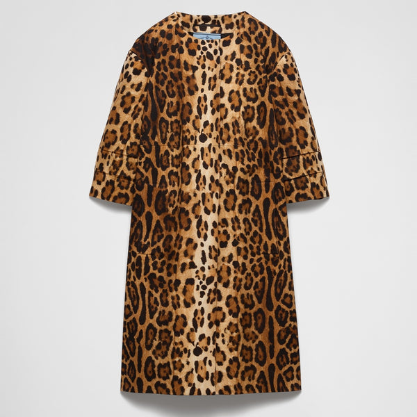 Single-breasted animal print drill coat