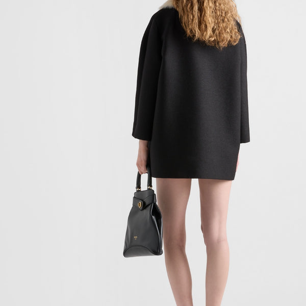 Double-breasted granité twill caban jacket