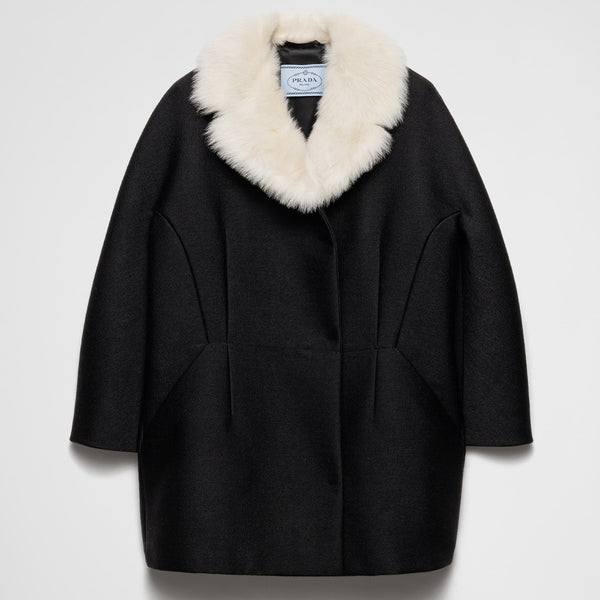 Double-breasted granité twill caban jacket
