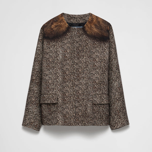 Single-breasted printed drill caban jacket