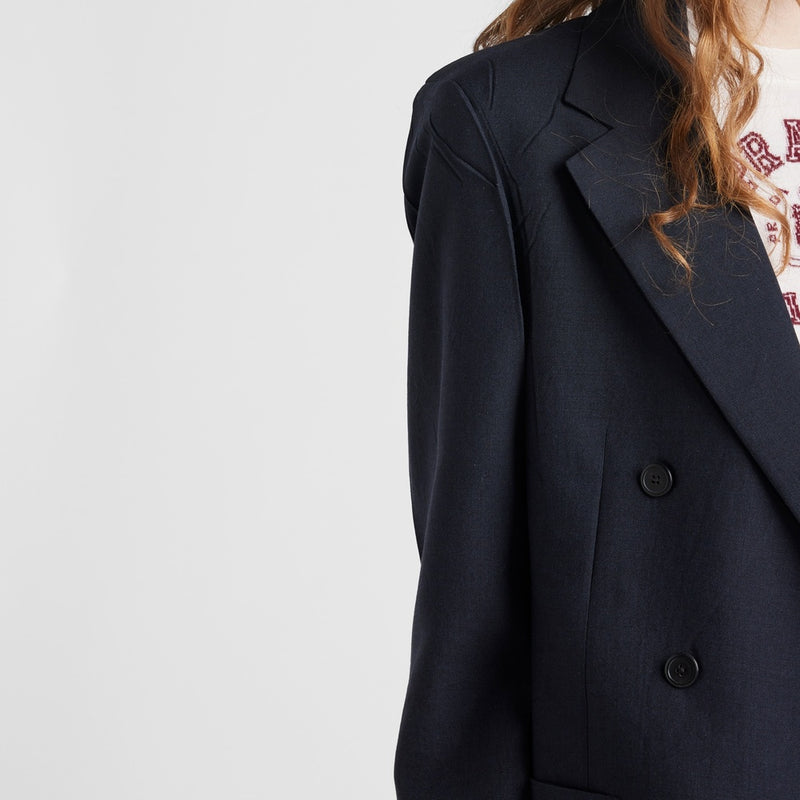 Double-breasted kid mohair jacket