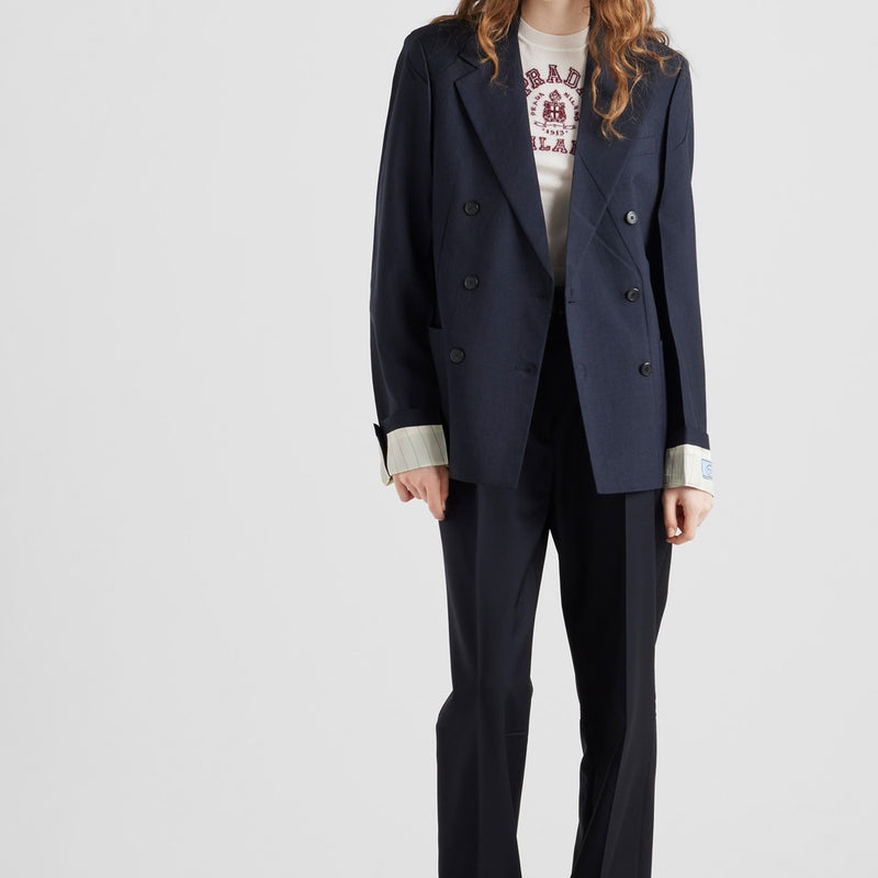 Double-breasted kid mohair jacket