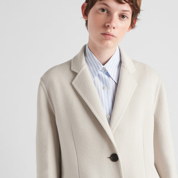 Single-breasted cashgora coat