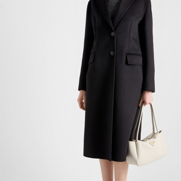 Single-breasted cashgora coat