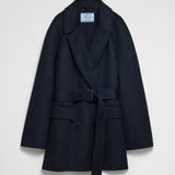 Double-breasted cashgora coat