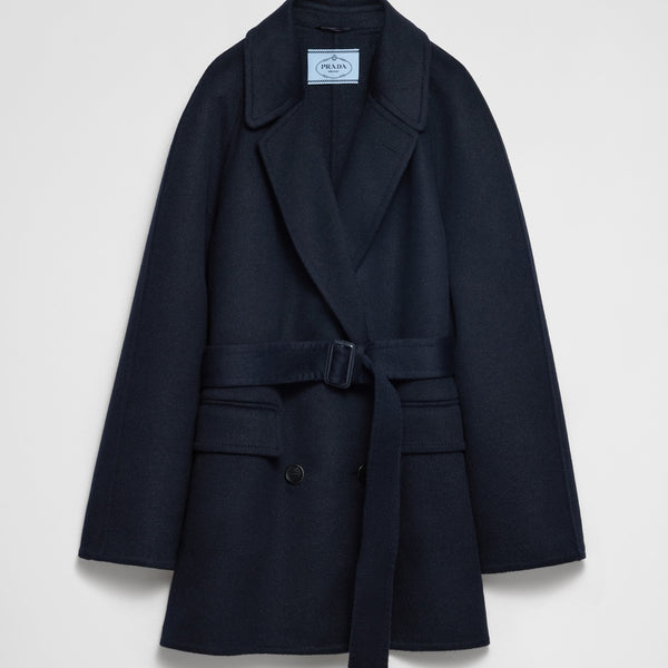 Double-breasted cashgora coat