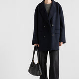 Double-breasted cashgora coat