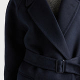 Double-breasted cashgora coat