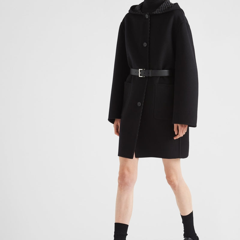 Single-breasted double wool coat