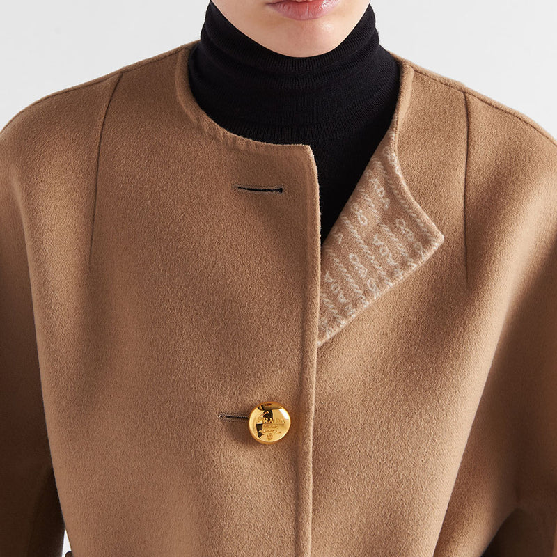 Single-breasted double wool caban jacket