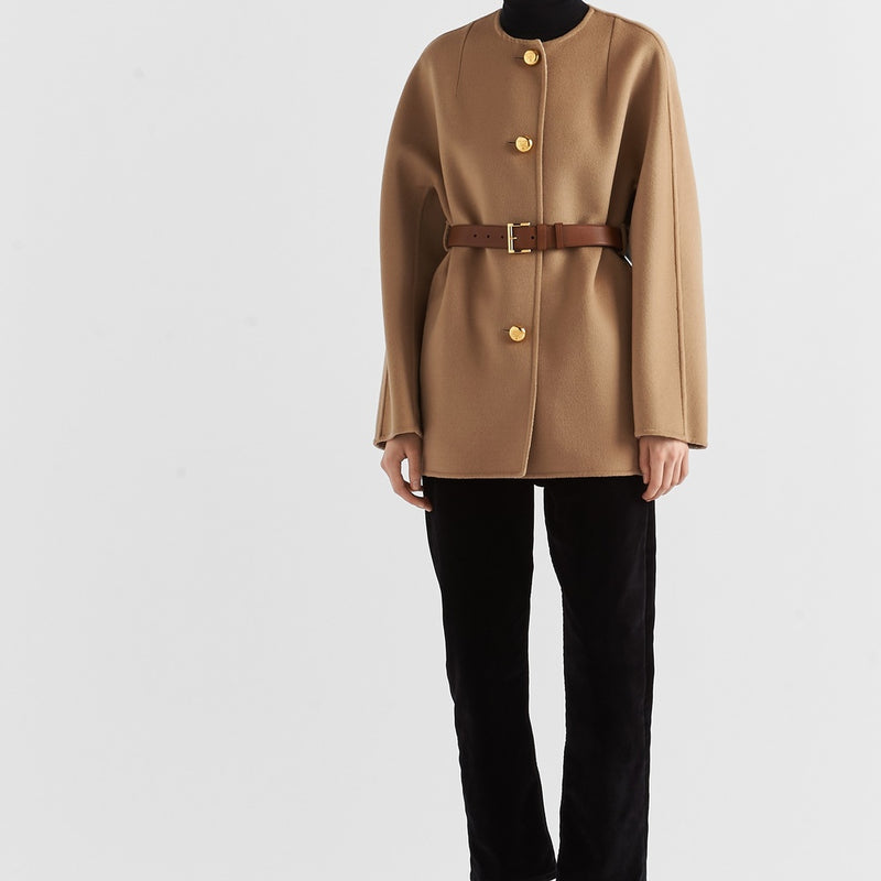 Single-breasted double wool caban jacket