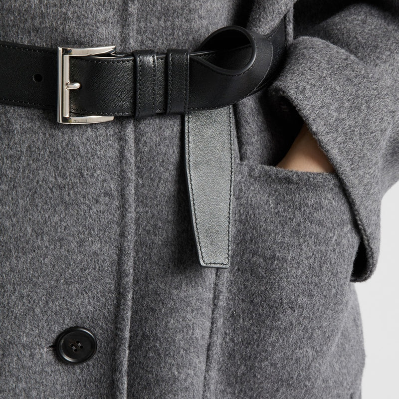 Single-breasted double wool coat