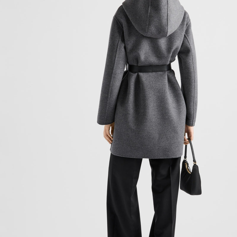 Single-breasted double wool coat