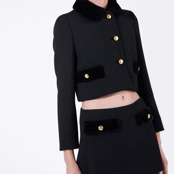 Natté single-breasted jacket