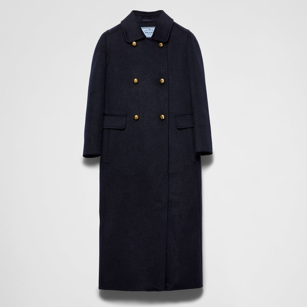 Double-breasted cashgora coat