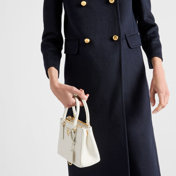 Double-breasted cashgora coat