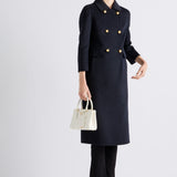 Double-breasted cashgora coat