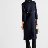 Double-breasted cashgora coat