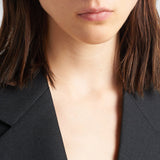 Single-breasted wool jacket with feather trim