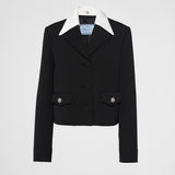 Single-breasted wool and satin jacket