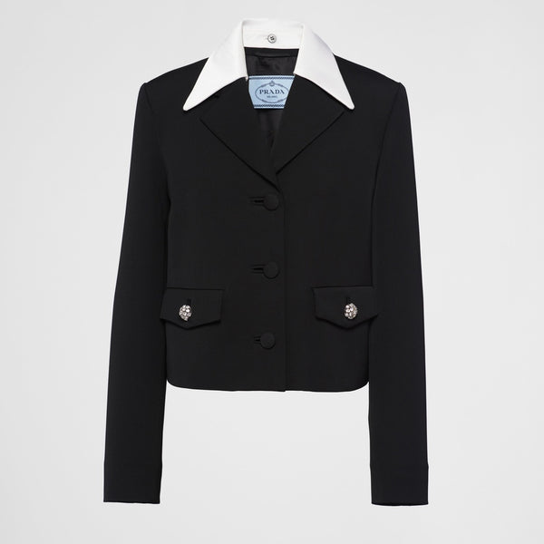 Single-breasted wool and satin jacket