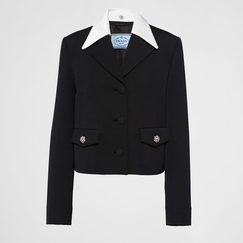 Single-breasted wool and satin jacket