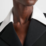 Single-breasted wool and satin jacket