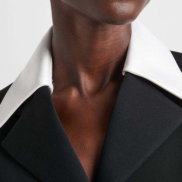 Single-breasted wool and satin jacket