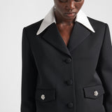 Single-breasted wool and satin jacket
