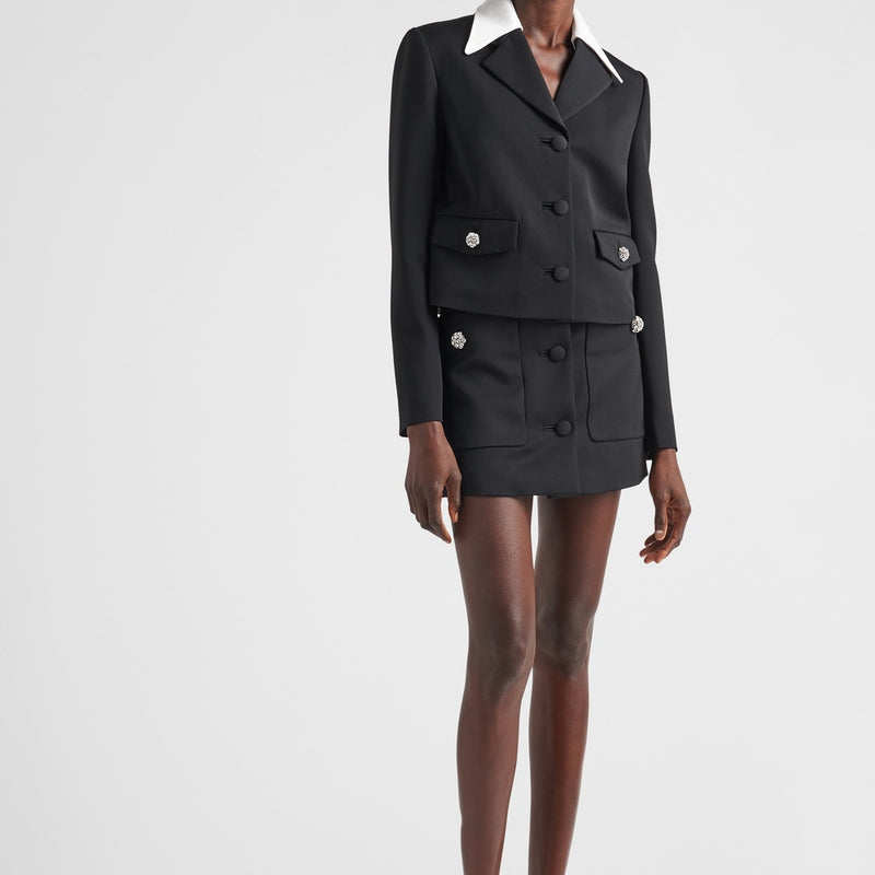 Single-breasted wool and satin jacket