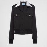 Single-breasted wool and satin jacket
