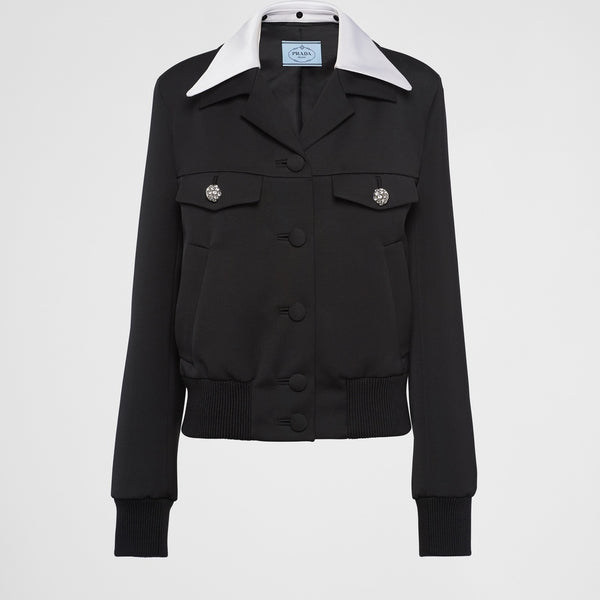 Single-breasted wool and satin jacket