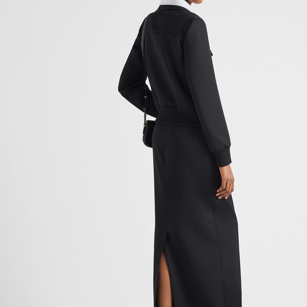 Single-breasted wool and satin jacket