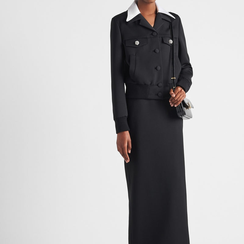 Single-breasted wool and satin jacket