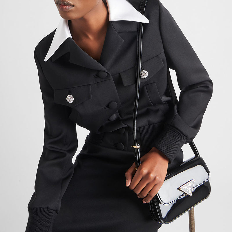 Single-breasted wool and satin jacket
