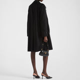 Single-breasted cashmere coat with feathers