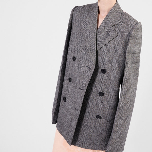 Double-breasted Prince of Wales checked jacket