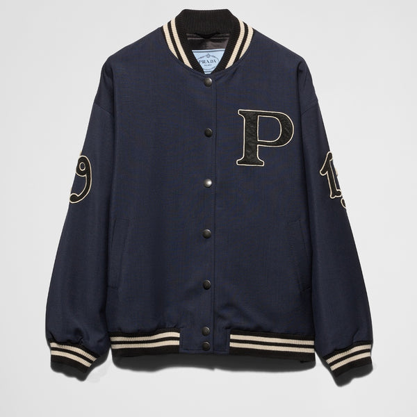 Kid mohair bomber jacket with patches