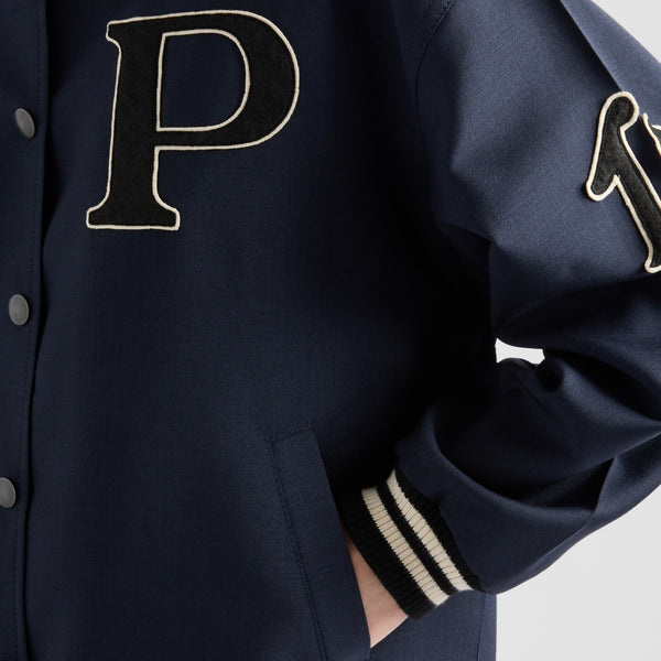 Kid mohair bomber jacket with patches