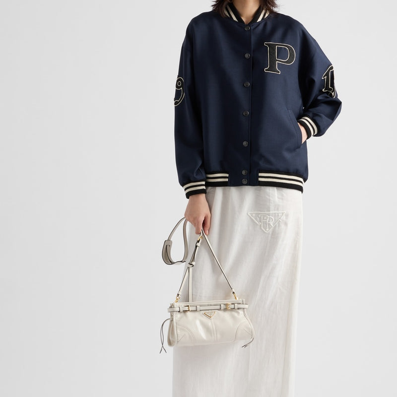 Kid mohair bomber jacket with patches