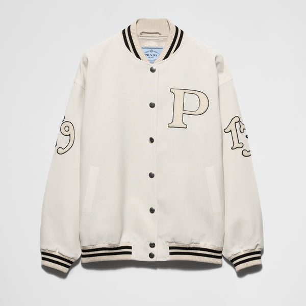 Kid mohair bomber jacket with patches