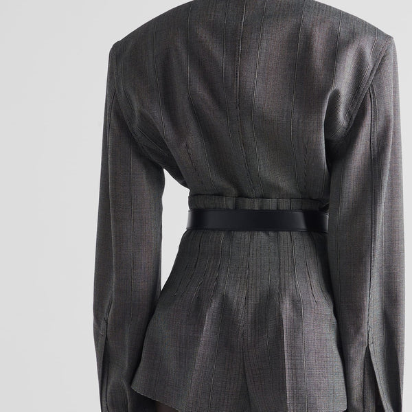 Single-breasted pinstripe wool jacket