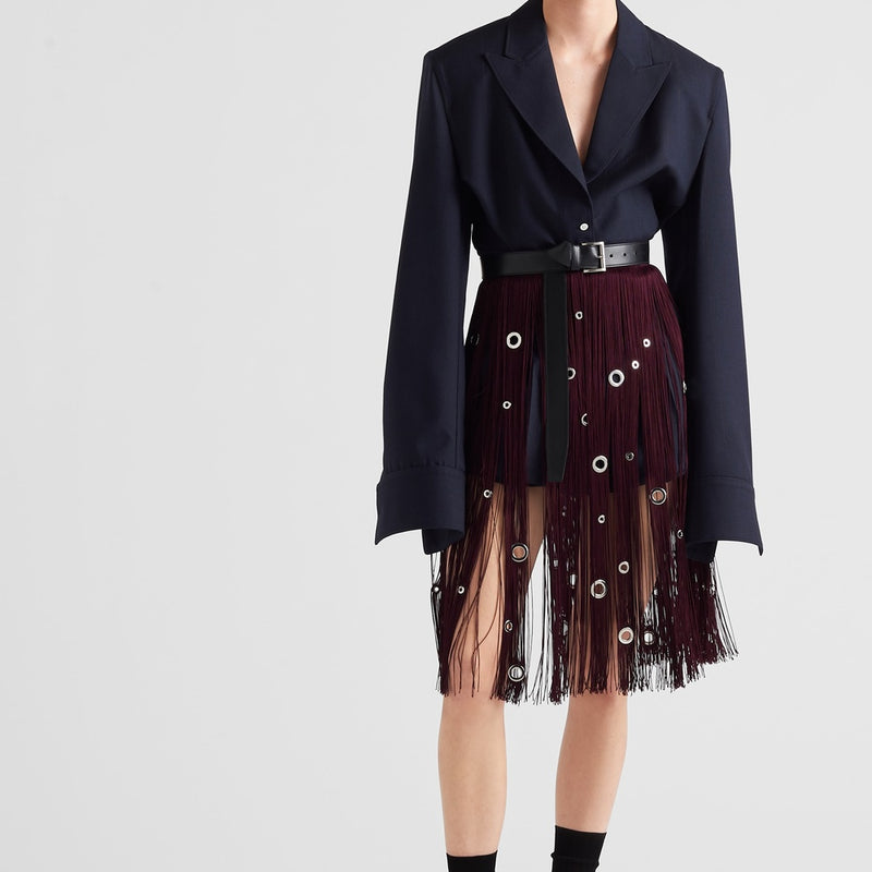 Single-breasted pinstripe wool jacket