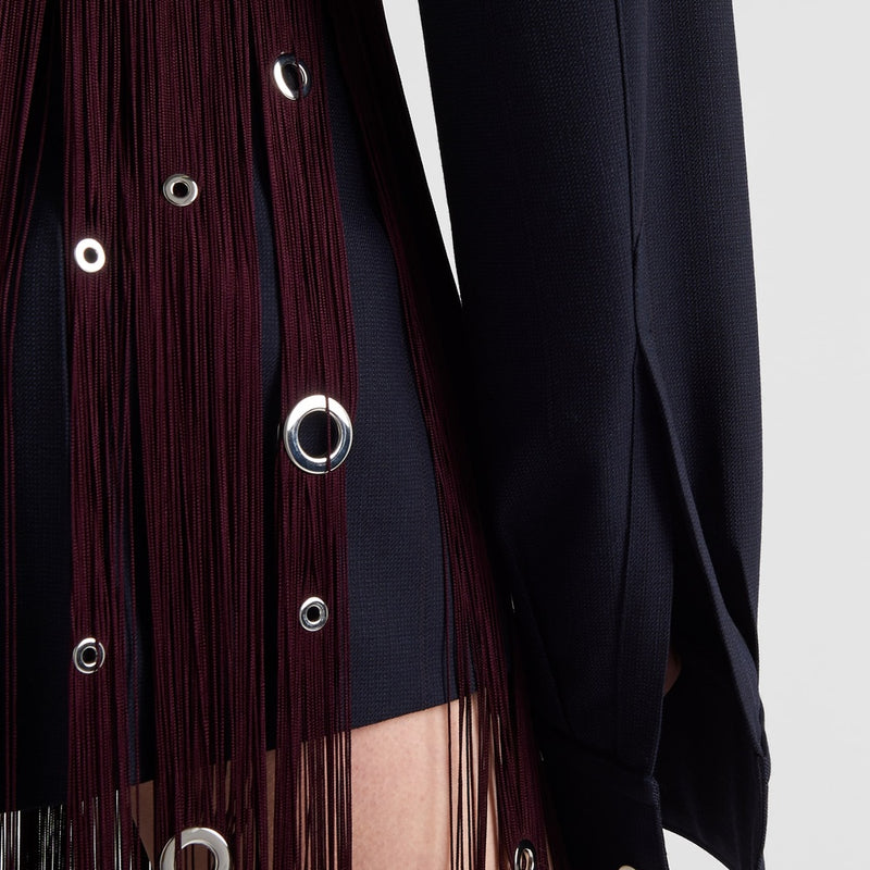 Single-breasted pinstripe wool jacket