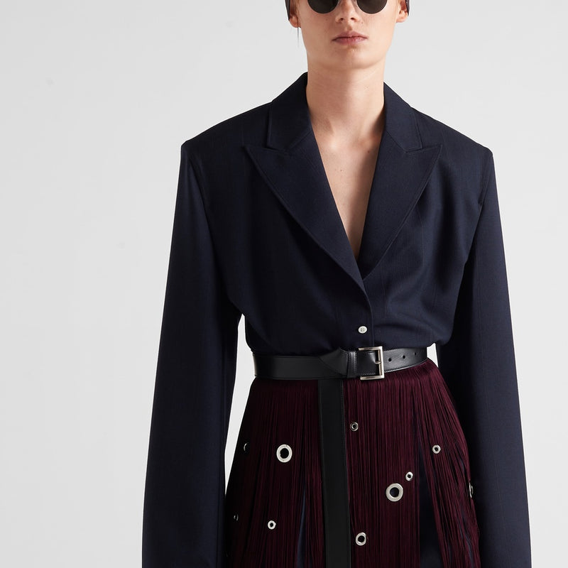 Single-breasted pinstripe wool jacket