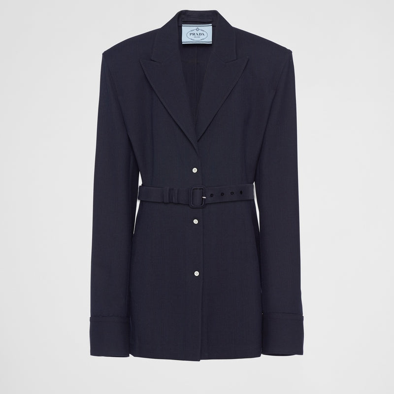 Single-breasted pinstripe wool jacket