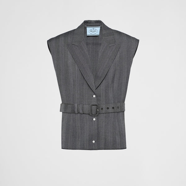 Single-breasted pinstripe wool vest