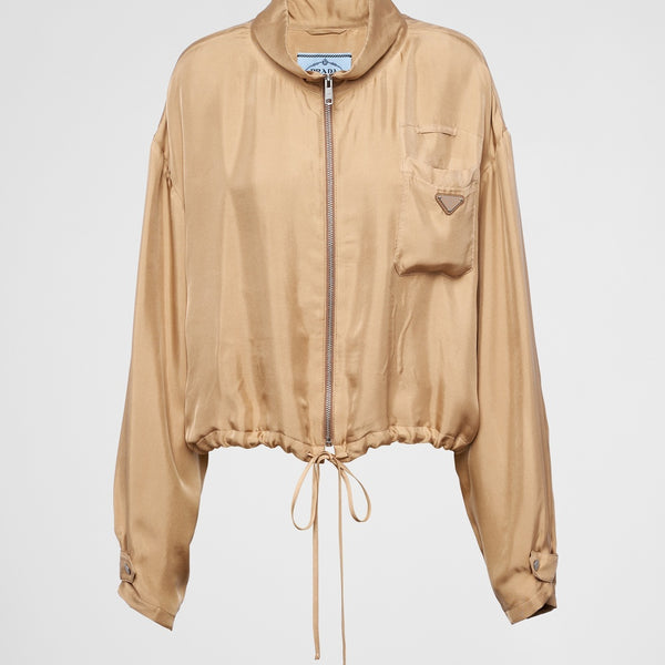 Silk twill blouson jacket